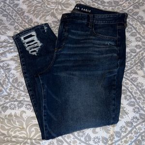 Super High Rise Dark Wash Patched Jeggings